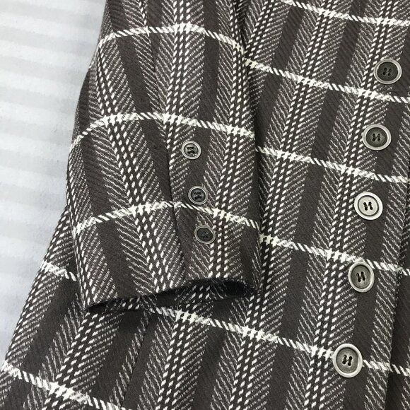 Harry Rosen Skirt Suit Womens 10 Brown Plaid Wool Cashmere Blazer Jacket Set - Picture 3 of 16